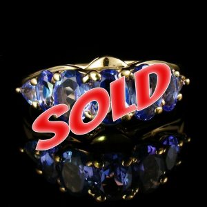 CLYDE DUNEIER SIGNED NATURAL 2.50ctw TANZANITE SOLID 14K YELLOW GOLD BAND RING
