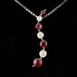 KAYS FINE NATURAL 1/2ctw RUBY & DIAMOND 14K WHITE GOLD DROP JOURNEY DROP PENDANT