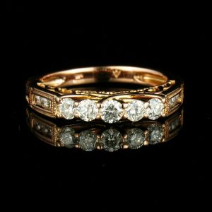 FINE SIGNED NATURAL 1/2ctw DIAMOND 14K ROSE GOLD 3.0MM WIDE BAND FILIGREE RING